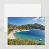 Het strand Panormos van het eiland Skopelos, Griek Briefkaart (Voorkant / Achterkant)