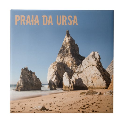 Het strand Praia da Ursa in Portugal cadeau Tegeltje (Voorkant)