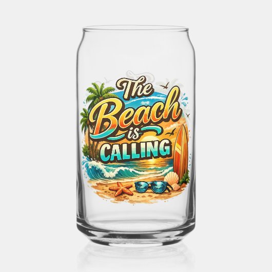 Het strand roept. blikvorm glas (Voorkant)