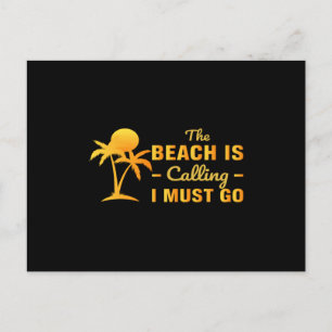Het strand roept en ik moet gaan briefkaart