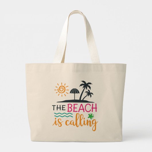 Het strand roept grote tote bag (Achterkant)