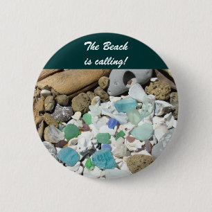Het strand roept! knopen Zee Glas Rotsen Ronde Button 5,7 Cm