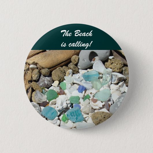 Het strand roept! knopen Zee Glas Rotsen Ronde Button 5,7 Cm (Voorkant)