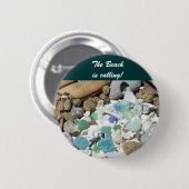 Het strand roept! knopen Zee Glas Rotsen Ronde Button 5,7 Cm (Voorkant /achterkant)