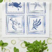 Het strand roept Kust scrapboek – Nautilus Theedoek (Gevouwen)