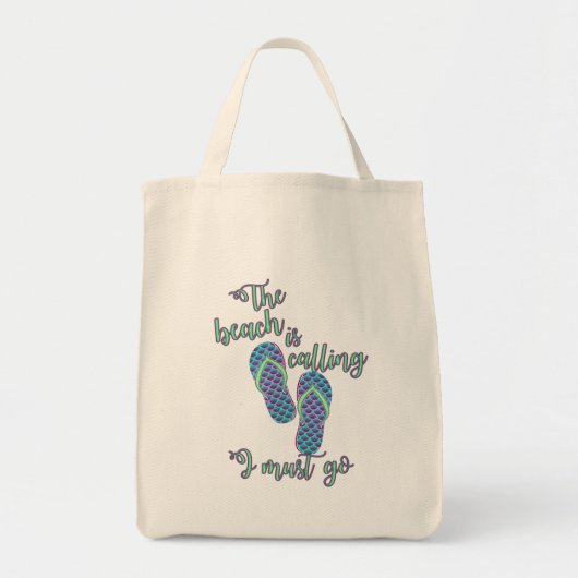 Het strand roept met zeemeerminnen Teenslippers Tote Bag (Voorkant)