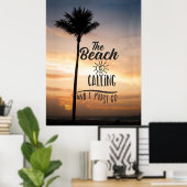Het strand roept poster (Thuiskantoor)
