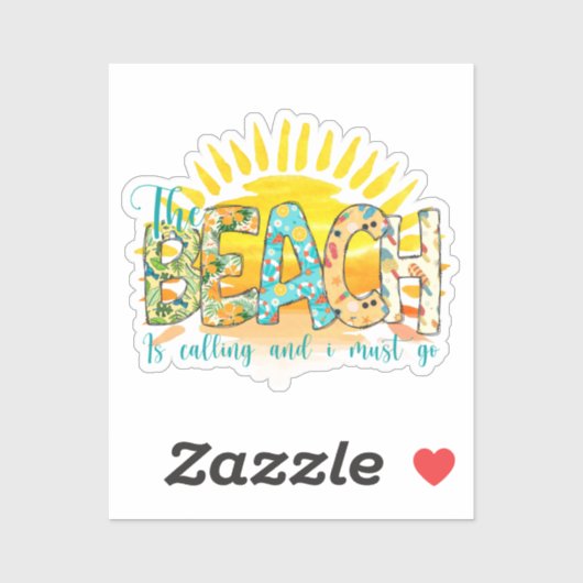 Het strand roept | Sunset Sticker (Vel)