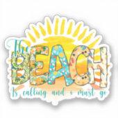 Het strand roept | Sunset Sticker (Voorkant)