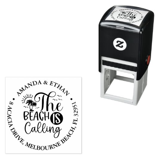 Het strand roept thema  zelfinktende stempel (In situ)