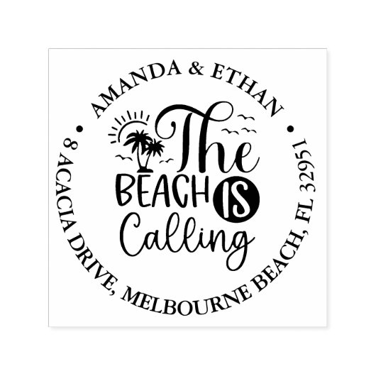 Het strand roept thema  zelfinktende stempel (Design)