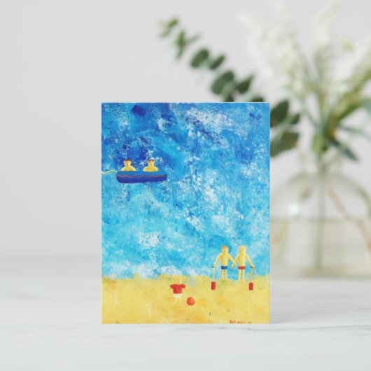 Het strand schilderij briefkaart (Staand voorkant)