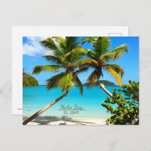 Het Strand St. John Postcard van de Baai van Maho Briefkaart (Voorkant / Achterkant)