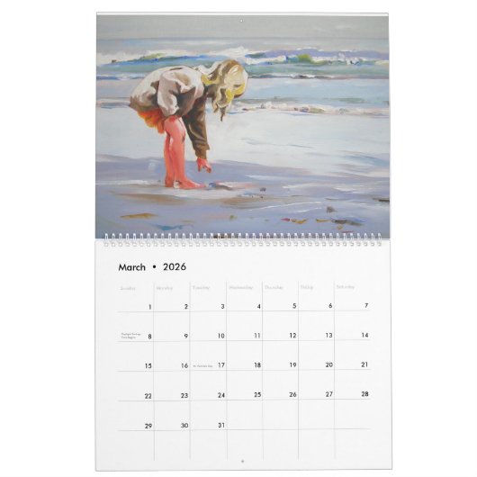 Het strand Surven Zand Zon Kalender (Mar 2026)