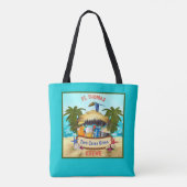 Het strand Tiki Bar Custom Tote Bag (Achterkant)