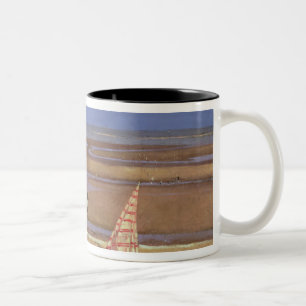 Het strand tweekleurige koffiemok