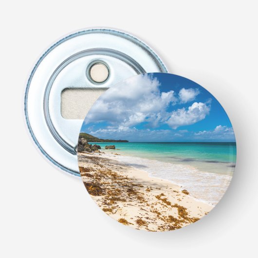 Het strand van Anse Canot op Marie-Galante Button Flesopener (Voorkant)