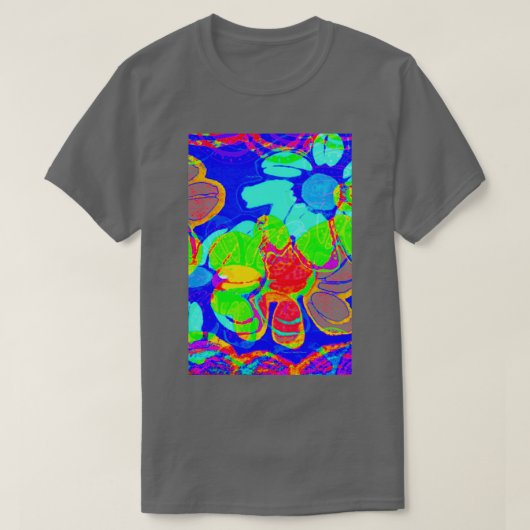 Het strand van Barcelona en de kleurrijke trippy v T-shirt (Design voorkant)