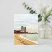 Het strand van Barcelona op zonsondergang Briefkaart (Staand voorkant)