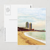Het strand van Barcelona op zonsondergang Briefkaart (Voorkant / Achterkant)