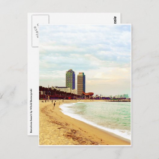 Het strand van Barcelona op zonsondergang Briefkaart (Voorkant / Achterkant)