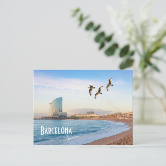 Het strand van Barcelona, Spanje - Barcelona Briefkaart (Staand voorkant)
