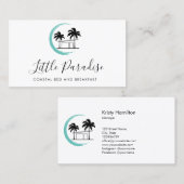 het strand van bed en ontbijt kust verhuurde palm visitekaartje (Voorkant / Achterkant)