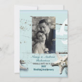 het strand van blue seashell 50th bruiloft kaart (Voorkant)