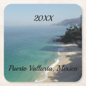 het strand van blue sky sandy en het zee kartonnen onderzetters (Voorkant)