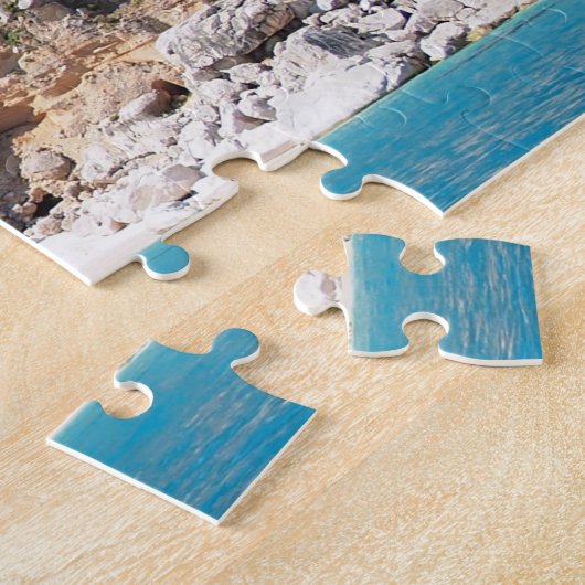 Het strand van Cala Goloritze op afstand, Sardinië Legpuzzel (Zijkant)