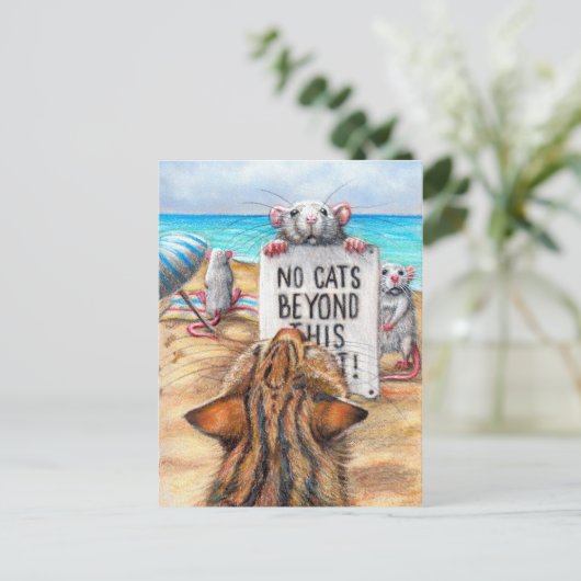 Het Strand van de Kat van de rat het Briefkaart (Staand voorkant)