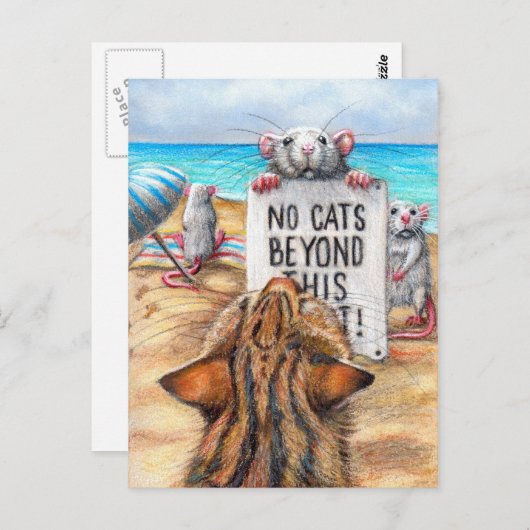 Het Strand van de Kat van de rat het Briefkaart (Voorkant / Achterkant)