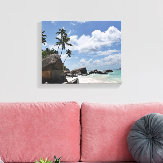Het strand van de Seychellen Canvas Afdruk (Insitu (Woonkamer))