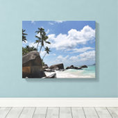 Het strand van de Seychellen Canvas Afdruk (Insitu (Houten vloer))