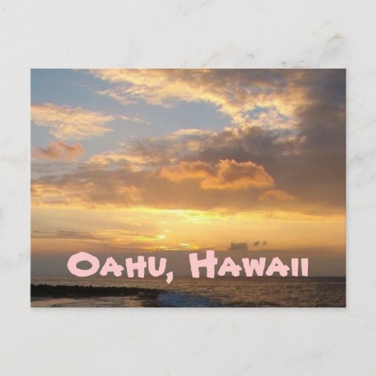 Het Strand van de zonsondergang, Oahu Briefkaart (Voorkant)