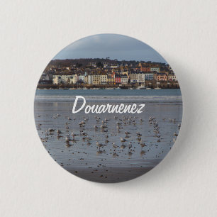 Het strand van Douarnenez Ronde Button 5,7 Cm