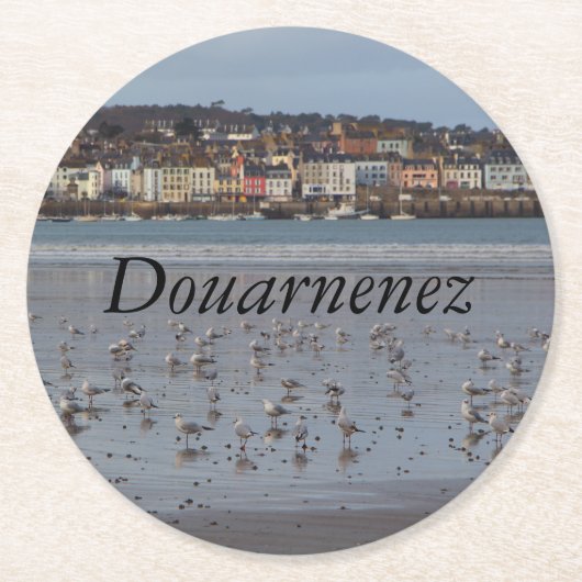 Het strand van Douarnenez Ronde Kartonnen Onderzetter (Voorkant)