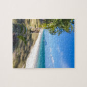 het strand van Flic en Flac Mauritius dat over het Legpuzzel (Horizontaal)