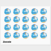 Het strand van het zee vangt een golf op T-Shirt Ronde Sticker (Vel)