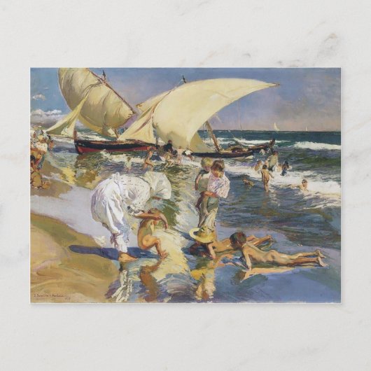 Het strand van Joaquín Sorolla- Valencia in Briefkaart (Voorkant)