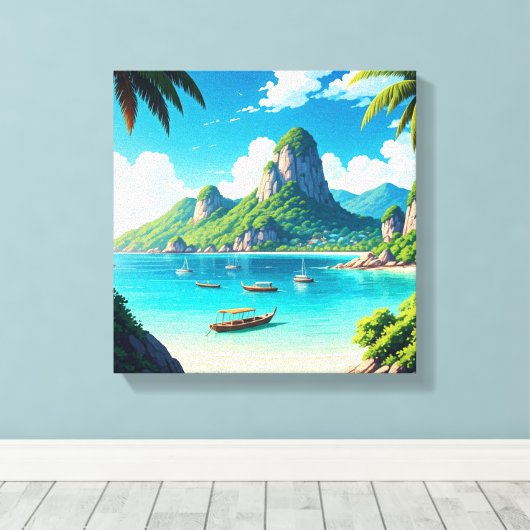 Het strand van Ko Samui Thailand Canvas Afdruk (Insitu (Houten vloer))