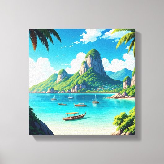Het strand van Ko Samui Thailand Canvas Afdruk (Voorkant)