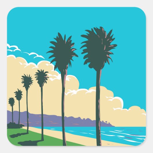 Het strand van La Jolla Shores Vierkante Sticker (Voorkant)