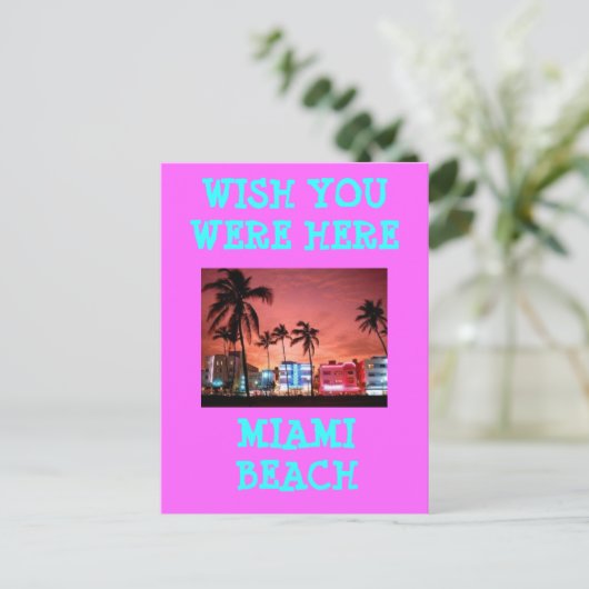 HET STRAND VAN MIAMI BRIEFKAART (Staand voorkant)