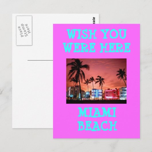 HET STRAND VAN MIAMI BRIEFKAART (Voorkant / Achterkant)