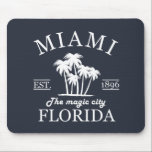 Het strand van Miami City in Florida Muismat<br><div class="desc">Begin met je fantastische reis naar Miami City - Florida met dit originele grafische ontwerp dat een perfect cadeauidee is voor mannen en vrouwen om te surven en van de geweldige stad te genieten. Je staat op het punt een aantal van de beste en meest significante steden in Zuid-Florida Amerika...</div>
