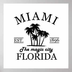 Het strand van Miami City in Florida Poster