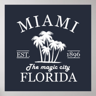 Het strand van Miami City in Florida Poster