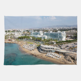 Het strand van Paphos SODAP en het Amavi Hotel Theedoek