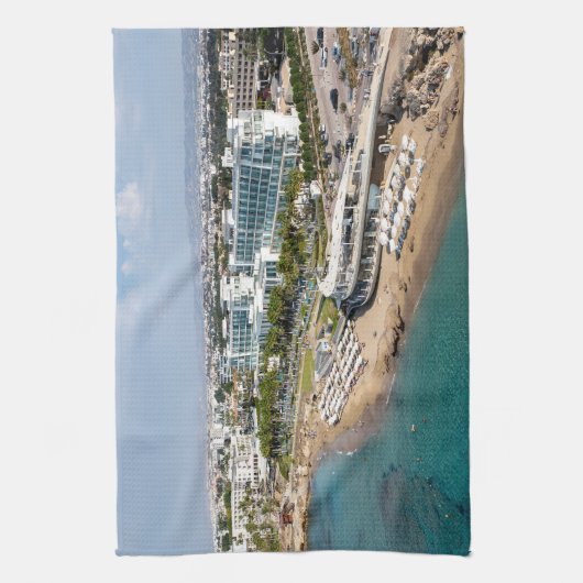 Het strand van Paphos SODAP en het Amavi Hotel Theedoek (Verticaal)